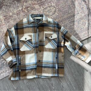 Zara Plaid Shacket.  Size Medium